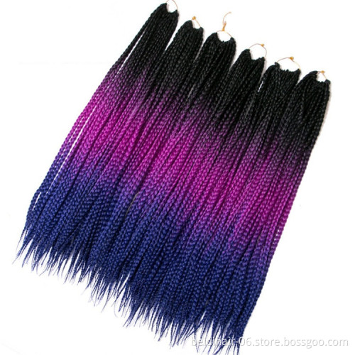 High Temperature Fiber Box Braids 3X Synthetic Hair Crochet Braids Ombre Colors Wholesale
